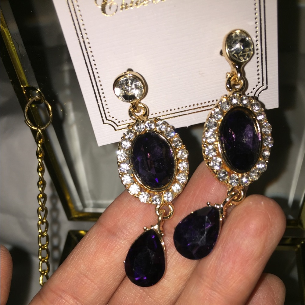 Purple long earrings - Picture 3 of 7
